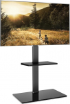 FITUEYES klaasist alusega telerialus 32-60-tollise teleri jaoks, reguleeritava k&otilde;rgusega telerialus koos reguleeritava riiuliga kuni 30 kg, max. VESA 600 x 400 mm, must