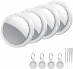 Air Tracker Tag Key Finder Pack of 4, kohvri j&auml;lgimisseadmed, mis &uuml;hilduvad Apple'iga Kus on? App (ainult iOS), Bluetooth v&otilde;tmeotsija pagasile/kotile/rahakotile, Smart KeyFinder, vahetatav aku, valge
