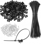 hankekaart 240 St&uuml;ck 1,5 cm Kabelbinder-Sattelbefestigungen mit 20,3 cm Kabelbindern und M3-Blechschrauben, Draht-Organizer-Halterklemmen-Set, Schwarz