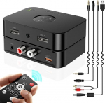 AOUZOVLI Bluetooth adapter, saatja/vastuv&otilde;tja, 6.0 Bluetooth vastuv&otilde;tja stereos&uuml;steemile, 3,5 mm RCA / AUX liidesega, sobib telerite, k&otilde;larite ja stereote jaoks.