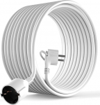 MutecPower 15 meetri pikenduskaabel lamedate pistikutega Kvaliteetne plastist Schuko pikendus lamedate pistikutega maanduskontaktiga 90&deg; nurgapistik ja maanduskontaktiga &uuml;hendus kuni 250V 16A IP20-15m Valge