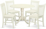 East West Furniture Dublin DLNO5-LWH-W 5-osaline komplekt, mis sisaldab &uuml;mmargune s&ouml;&ouml;gilaud koos troopikaga ja 4 k&ouml;&ouml;gitooli 42,5 x 42,5 tolliga