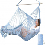 Chihee rippuv tool K&auml;sitsi valmistatud puuvillasest k&ouml;iest kootud iste pehme ketratud suur veniv v&otilde;rkkiik, kokkupandav vastupidav metallist laiali riba, elegantne Tassel Indoor Outdoor