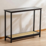 Konsolentisch Schmal aus Bambus f&uuml;r den Eingangsbereich, Kleiner Flurtisch mit Ablagef&auml;chern, Schmaler Beistelltisch f&uuml;r Wohnzimmer, Schlafzimmer(Black,100cm/39in)