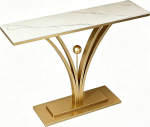 Console Table mit Abgerundeten Ecken, Konsolentisch mit Stabilem Fu&szlig;, Geeignet f&uuml;r Eingangsbereich, Flur(Gold,100x30x80CM/39x12x31IN)