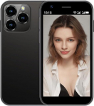 Hipipooo Mini nutitelefon lukustamata 4G mobiiltelefoni 3.0 tolli Dual SIM 2000mAh aku Kahe kaamera Android 10.0 Quad Core WiFi Bluetooth Hotspot varutelefon (must, 3GB + 64GB)