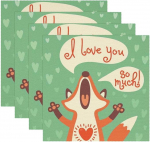 Stoff-Tischsets, waschbare Tischsets f&uuml;r Esstisch, 4er-Set,Ich Liebe Dich so sehr Cartoon Animal Fox