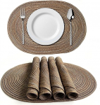 ApuaVireo&Co lauaplaadid, Ovale Tischsets aus Baumwolle, 4er-Pack, Mehrfarbig, 50,8 x 35,6 cm(Dark Coffee)