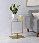 Kings Brand Furniture - Molein kaasaegne k&uuml;ljelaud - kuldne metall/klaas
