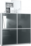 Vladon Cuba V2 Highboard 104 x 105,5 x 35,5 cm 8-kohaline k&uuml;ljepaneel, valmistatud Saksamaal, korpus mattvalge / esipaneelid halli k&otilde;rgl&auml;ikelised