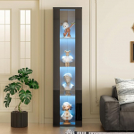 Merax vitriinkapp 40 x 29 x 170 cm, multifunktsionaalne klaasist vitriinkapp LED v&auml;rvimuutva valgusega, kaugjuhtimispult/rakenduse juhtimine, akr&uuml;&uuml;lplaat, 4 v&auml;ljapanekupinda, kaasaegne disain, lihtne kokku panna, musta v&auml;rvi