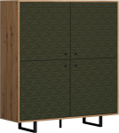 trendteam smart living - Sentra - Highboard - Tumeroheline/kunstiroheline tammepuit - Freesitud ustega elutoa kapp - (B x K x S) 124 x 136 x 40 cm - Metallist jalad - kriimustuskindel