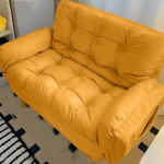 Laisk diivan, diivan, Bean Bag, konverteeritav futon diivan reguleeritavate k&auml;etugede ja seljatoega, Laisk diivan tool k&uuml;ljetaskutega, kokkupandav diivanvoodi, tool, voodi, kollane-A