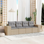 Homgoday Garden Diivan komplekt 4 tk Beige Poly Rattan padjad v&auml;ljas diivan komplekt v&auml;ljas aiam&ouml;&ouml;bel Typ3222278