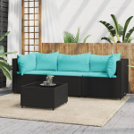 Elutoa m&ouml;&ouml;blikomplektid,diivanikomplektid elutuppa,diivanvoodi,4-TLG. Garten-Lounge-Set mit Kissen Schwarz Poly Rattanmodulaarne diivan,modulaarne diivan,&otilde;uem&ouml;&ouml;bel,