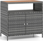 COSTWAY rotangist aiakapp, terrassikapp akaatsiapuidust t&ouml;&ouml;tasapinnaga, avatud kambriga ja topeltuksega, &otilde;uekapp aeda, terrassile, 90 x 53 x 86 cm (Hall)