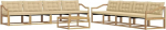 Gartenm&ouml;bel Set 9-teilig, Modulares Outdoor Sofa aus massivem Akazienholz mit Textilene, inkl. Sitzkissen und Tisch, Langlebige Loungegruppe f&uuml;r Garten, Terrasse und Balkon