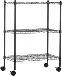 Amazon Basics 3 riiulit kitsas ratastel, reguleeritava k&otilde;rgusega riiulid ja reguleeritavad tasandusjalad - maksimaalne kaal 340 kg, must, 34 cm D x 58,9 cm W x 83,2 cm H