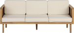 Beliani Baratti v&auml;ljas 3-kohaline Lounge diivan Akaatsiapuust helepruunid padjad Beige Rustic