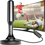 Dvbt2 antennne mit verst&auml;rker innen, Dvbt antennne, Dvb-t2 Zimmerantenne f&uuml;r Fernseher, 360&deg; Allroundempfang, 4K HD lokaler Sender, Magnetfu&szlig; 3m Kabel (Schwarzer)