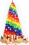 MikaMax Rainbow j&otilde;ulupuu, v&auml;rviline j&otilde;ulupuu j&otilde;ulukaunistuseks, koos alusega, 150 cm