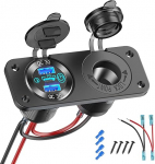 12 V USB-pesa Marine Switch Panel 12-voldine pistik, PD3.0 & Dual Quick Charge 3.0 USB-pordid Alumiiniumist autolaadija, veekindel 150 W sigaretis&uuml;&uuml;taja USB C paigalduspesa 2 in 1 DIY-komplekt auto jaoks