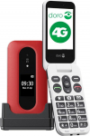 Doro - Leva L30 - vanem mobiiltelefon - 4G klapptelefon ilma lepinguta - v&auml;liskuvar - HD helikvaliteet - kaamera - h&auml;daabinupp GPS-iga - koos laadimisjaamaga - punane/valge