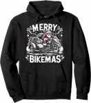 J&otilde;uluvana mootorratturil Biker Christmas Pullover Hoodie, must
