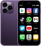 Hipipooo Mini nutitelefon lukustamata 4G mobiiltelefoni 3.0 tolli Dual SIM 2000mAh aku Dual Camera Android 10.0 Quad Core WiFi Bluetooth Hotspot Backup Phone (lilla, 2GB + 16GB)