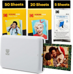 Kodak Step nutitelefoni kiirfotoprinter - 75 lehe pakett - Kaasaskantav traadita mini v&auml;rviline mobiiliprinter - tsink 2 x 3-tolline kleepuv tagak&uuml;lg - Bluetooth &uuml;hildub nutiseadmetega - l&otilde;bus rakendus