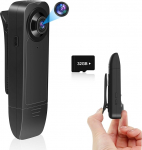 Bodycam HD 1080P v&auml;ike kaamera 32GB m&auml;lukaardiga, mini kaamera ilma WiFi, audio-video salvestamine, kaasaskantav mini valvekaamera &ouml;ise n&auml;gemisega turvalisuse, valvuri jaoks
