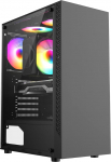 ionz KZ08 V3 PC Gaming Computer Case, Mid Tower arvutikarbid, M-ATX ja ATX karastatud klaas (1 FRGB ventilaatoriga, must)