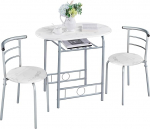 Yaheetech Country Style s&ouml;&ouml;gikomplekt 2 inimesele, 1 s&ouml;&ouml;gilaud ja 2 tooli K&ouml;&ouml;gilaud koos hoiukambriga S&ouml;&ouml;gilaud ja toolid komplekt, valge