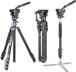 INNOREL MT70 Professional Video Camera Tripod 6ft with Fluid Drag Head 4 Piece Compact Aluminum Tripod Convertible Monopod for DSLR Camera Video Camcorder
