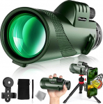 Pankoo 40x60 Monocular High Performance Adult Monocular with Mobile Phone Adapter, Tripod and Hand Strap, Low Night Vision Monocular Equipped with BAK4 Prism for Bird Watching