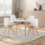 FURNITABLE S&ouml;&ouml;gitoa s&ouml;&ouml;gilaud koos 4 tooliga, &uuml;mmargune k&ouml;&ouml;gilaud ja s&ouml;&ouml;gitoolid elutuppa, k&ouml;&ouml;ki, kontorisse (valge laud + 4 valget ja pruuni tooli)