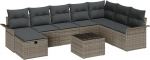 Rantry 9-teiliges Garten Sofa Set mit Kissen Grau Poly Rattan Gartenlounge Model3358938