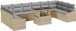 Rantry 11-teiliges Garten-Sofa-Set mit Kissen Beige Poly Rattan Gartenlounge Model3349076