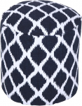 Homescapes Stiilne disain &uuml;mmargune pouf jalahoob Ikat sinine/valge 45 cm