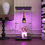 Moodne klaasist vitriinkapp, LED l&auml;bipaistev vitriinkapp, kollektsiooni vitriinkapp 2 riiuliga kollektsioonidele, raamatutele, veinile, sissep&auml;&auml;sule, kontorile, elutuppa, k&ouml;&ouml;ki, 86 x 40 x 36 cm (2)