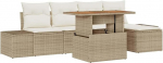 6-teiliges Garten-Sofa-Set mit Kissen Beige Poly-Rattan Gartenlounge Model3358689