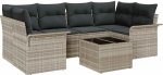 7-teiliges Garten-Sofa-Set mit Kissen Hellgrau Poly-Rattan Gartenlounge Model3345262