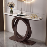 Generisch Schmaler Konsolentisch mit Metallrahmen, stilvoller Eingangstisch f&uuml;r Wohnzimmer und Schlafzimmer, dekorativer Sofatisch f&uuml;r den Flur, 120 cm (47,2 Zoll) (Braun B)