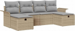 Rantry 6-teiliges Garten-Sofa-Set mit Kissen Beige Poly Rattan Gartenlounge Model3358919