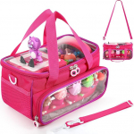 Tonieboxi kandekott, Tonie tegelaste hoiukott &otilde;larihma ja k&auml;epidemega, kodune v&auml;litingimustes kasutatav k&auml;ekott Toniebox 2 helim&auml;ngijatele ja nukkudele (roosapunane)