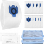 Awinker 2 mootori filtrit ja 2 HEPA filtrit & 10 tolmuimeja kotti Miele tolmuimejale GN S2 S4 S5 S6 S8 seeria, Compact C1 C2, Complete C2 C3 (Sinine 2 filtrit + 10 kotti + 2 filtrit)