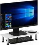 Furinno Turn-N-Tube monitori statiiv, valge tamm, roostevabast terasest torud, valge tamm/roostevaba teras