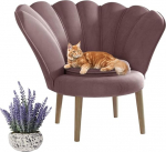 MartHome Glamour Armchair, Velvet Chair, Comfortable Upholstered Chair, High-Quality Shell Chair, Modern Living Room Chair, Elegant Design Chair, Velour Chair with Beech Wood Feet