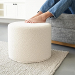 ZICOTO Beautiful Round Stool - Soft & Lightweight Boucl&eacute; Style Footrest - The Perfect Modern Pouffe Fits Well With Your Kids Playroom Or Home Decoration
