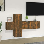 Homgoday TV-M&ouml;bel-Set 3 St&uuml;ck Eiche Rauchholz Multi-Layer TV-Schrank Wohnzimmer Lowboard TV-Schrank Couchtisch Wohnzimmer TV-St&auml;nder f&uuml;r industrielle Wohnzimmer